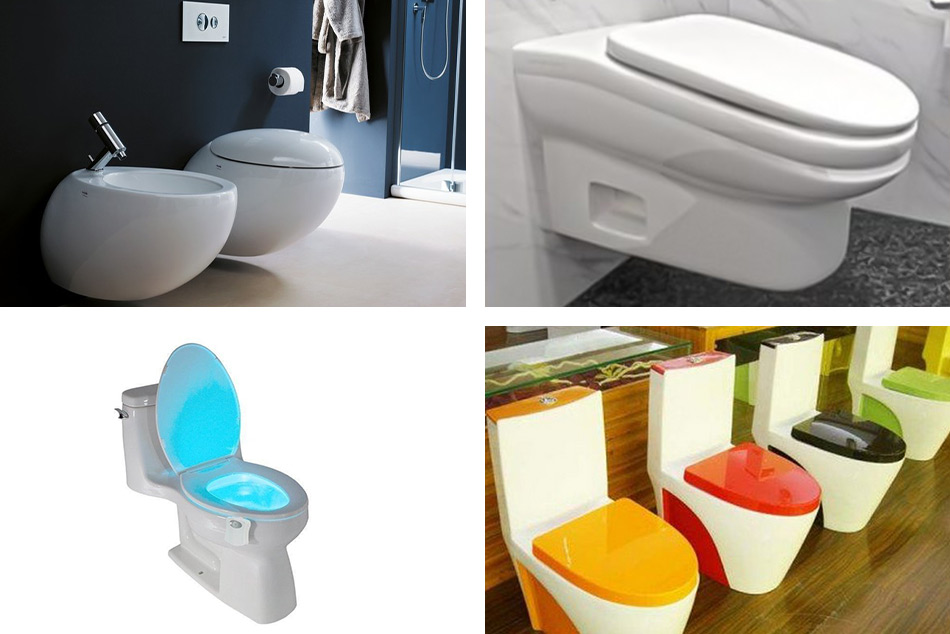 Тоалетна чиния с нестандартен дизайн, с неудобна седалка, светеща и различни цветни предложения