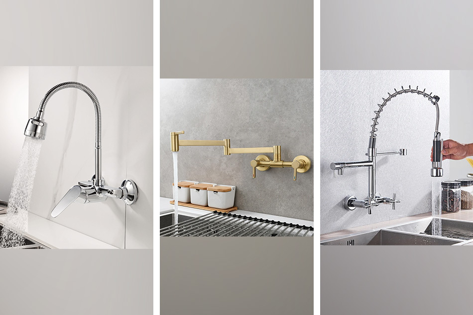 Стенният монтаж е удобна и стилна опция за смесител в кухнята