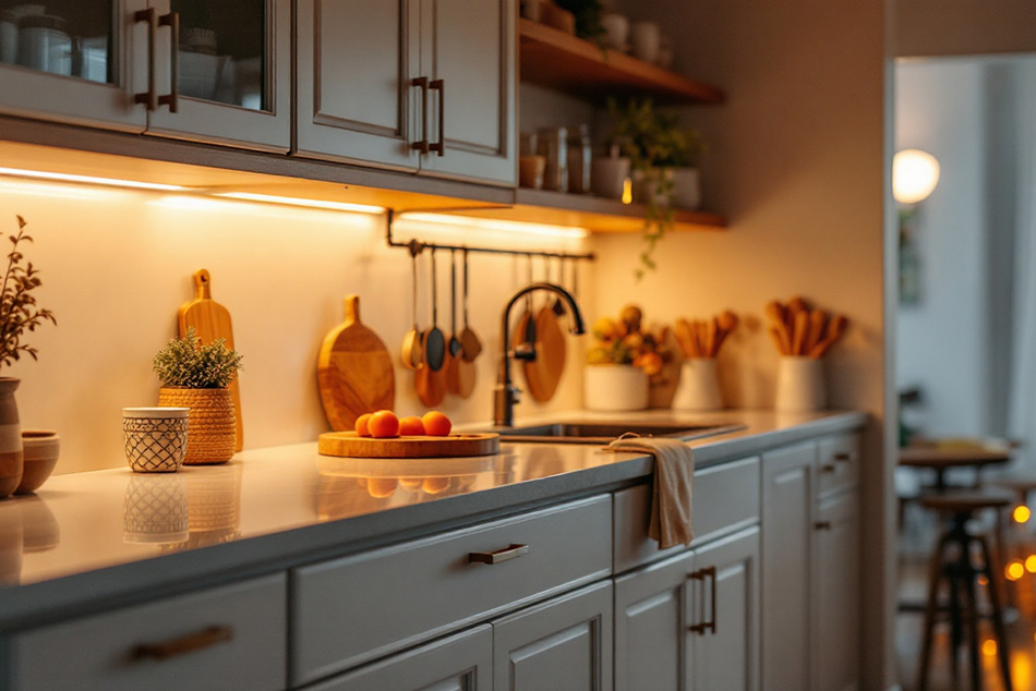 Допълнителното осветление в кухнята е много полезно